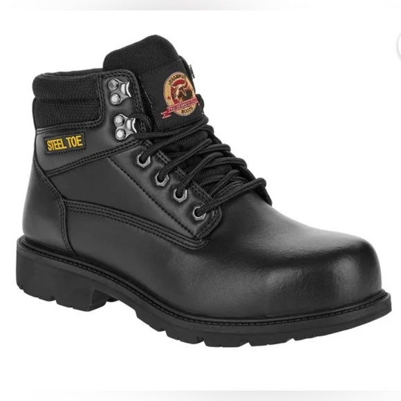 Men’s Brahma Gus leather wide width Steel Toe Laced Work black boots  sz 7W main image 7